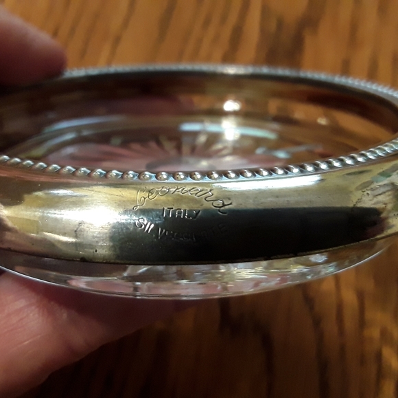 VTG. LEONARD, ITALY SILVERPLATED CRYSTAL COASTERS - Picture 11 of 14